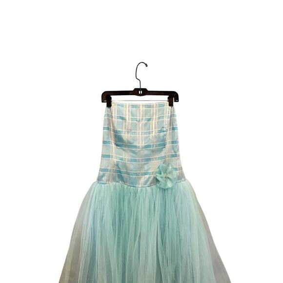 Vintage Scott McClintock Womens Maxi Dress Size 16 Blue Plaid Tulle 80s Costume - Picture 10 of 11